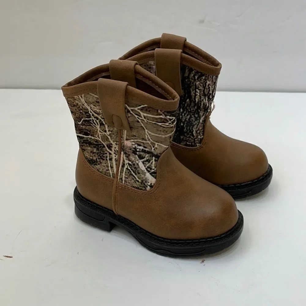 OUTBOUND TRADING LIL MAX FAUX LEATHER AND‎ CAMO PRINT SLIP ON BOOTS